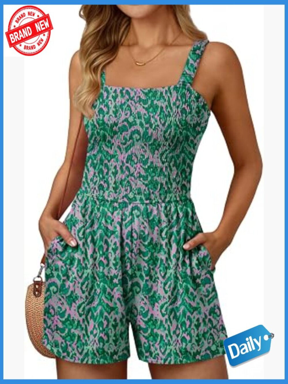Square Neck Sleeveless Romper - Casual Summer Jumpsuit